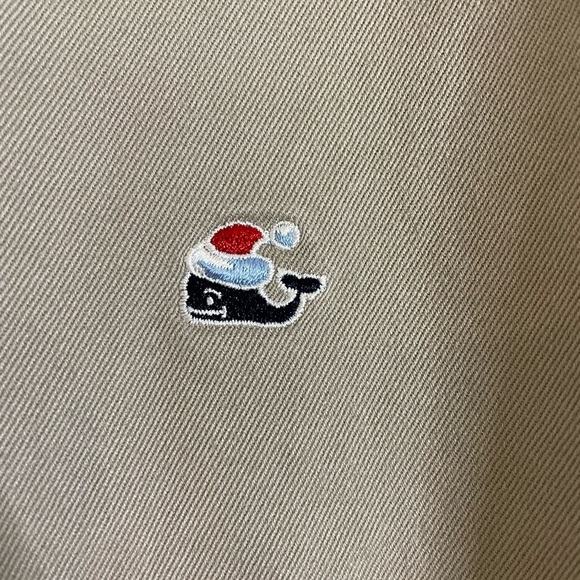 Vineyard Vines Boys Embroided Santa Whale Club Holiday khaki pants - Picture 2 of 3